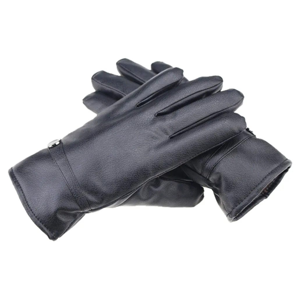 

KLV 2019 fashion Mens Lenther Gloves Thermal Lined Black Drivinc Winter Gift 12.21