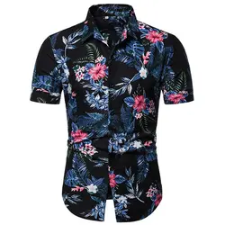 10 StylesMen рубашка 2019 новый летний короткий рукав цветочный принт гавайская рубашка Camisa Masculina бренд мужской высокое качество платье рубашка