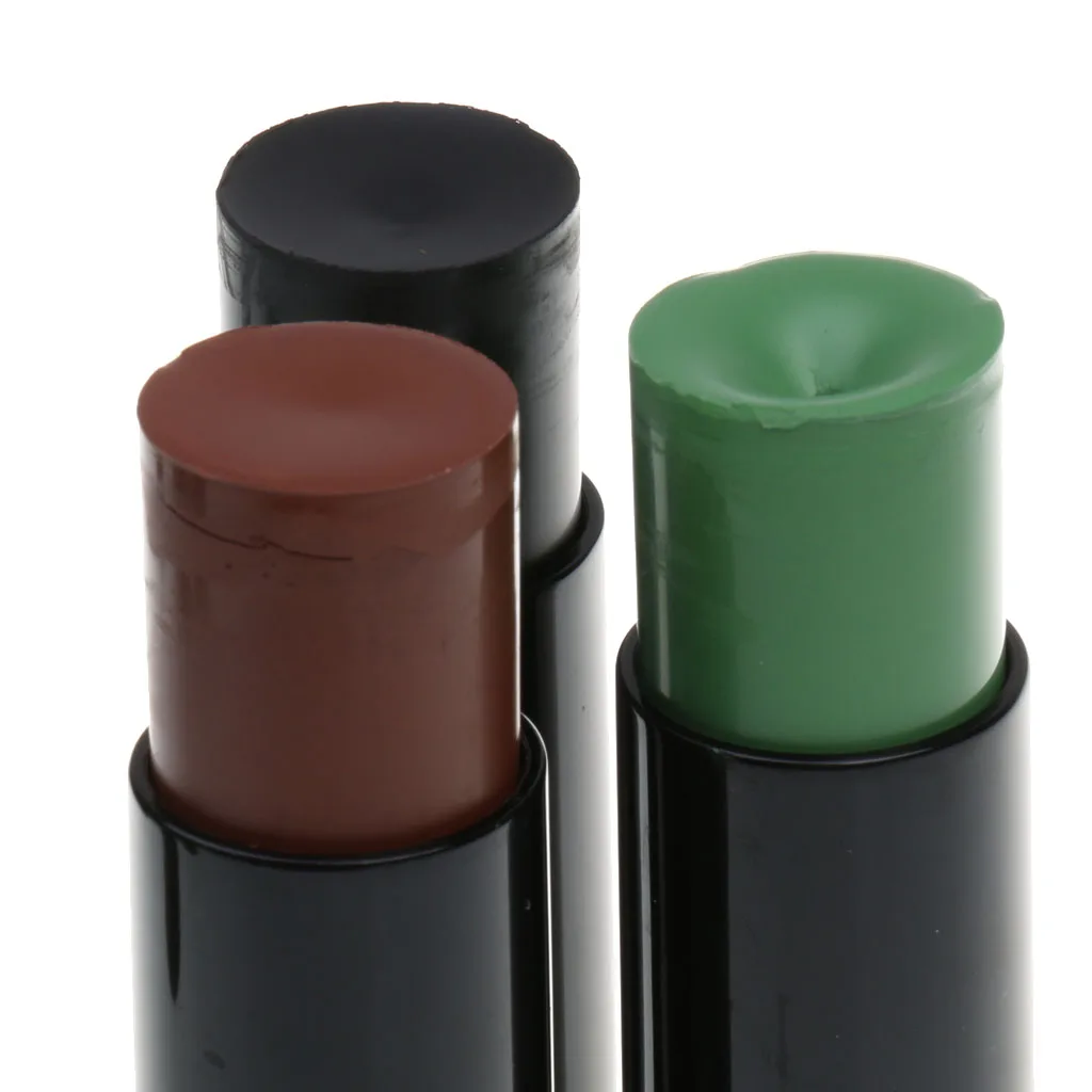 Pack of 3pcs Army Camo Face Body Paint Cream Stick Black Green Brown 7.8cm/3'' for Outdoor Field CS Tactical Colors Equipment