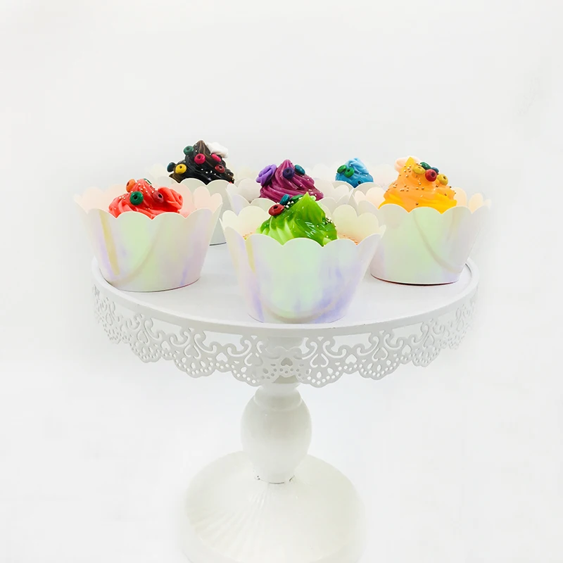 Переливающиеся вечерние металлические десертные тарелки бумажные стаканчики обертка для кексов шторы кисточки для русалки/единорога день рождения