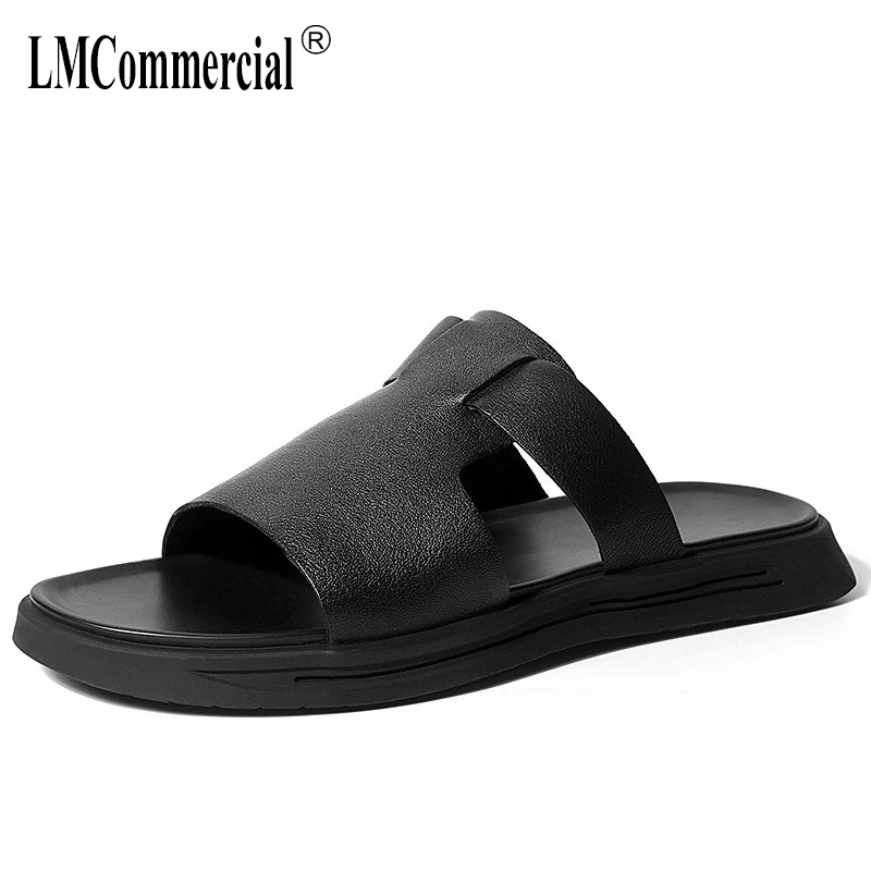 

Summer Genuine leather sandals men's flip-flops British outdoor lazy men slippers all-match cowhide Sneakers casual Shoes beach