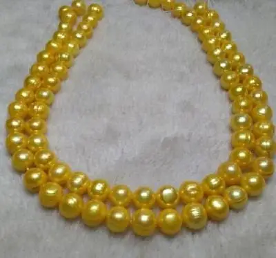 

48" 8-9MM NATURAL SOUTH SEA GENUINE YELLOW PEARL NECKLACE 14K GOLD CLASP