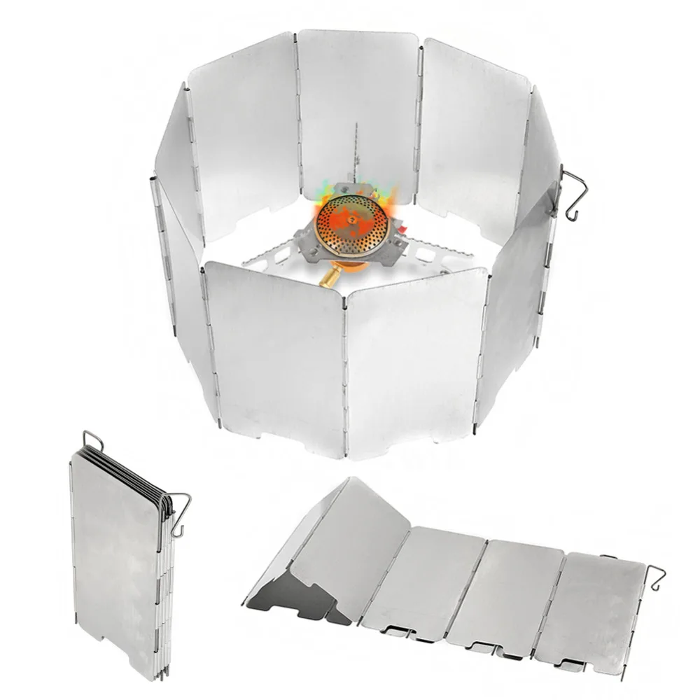 

9 Plates 13.5cm Wind Deflectors Foldable Outdoor Camping Cooking Cooker Gas Stove Wind Shield Screens