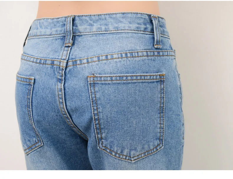 Для женщин джинсы 2018 осень Мода Большие размеры Для женщин Хлопковые джинсы стрейч отверстие леди Джинсы бойфренда Для женщин джинсы