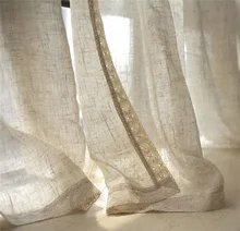 Natural Nostalgic Linen Tulle Curtains Flax Material wire Netting gauze Sitting room balcony window Shade Home Curtains