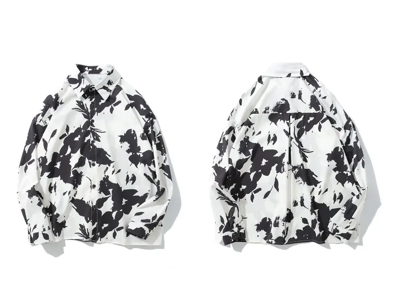 Flower Printed Long Sleeve Shirts 1
