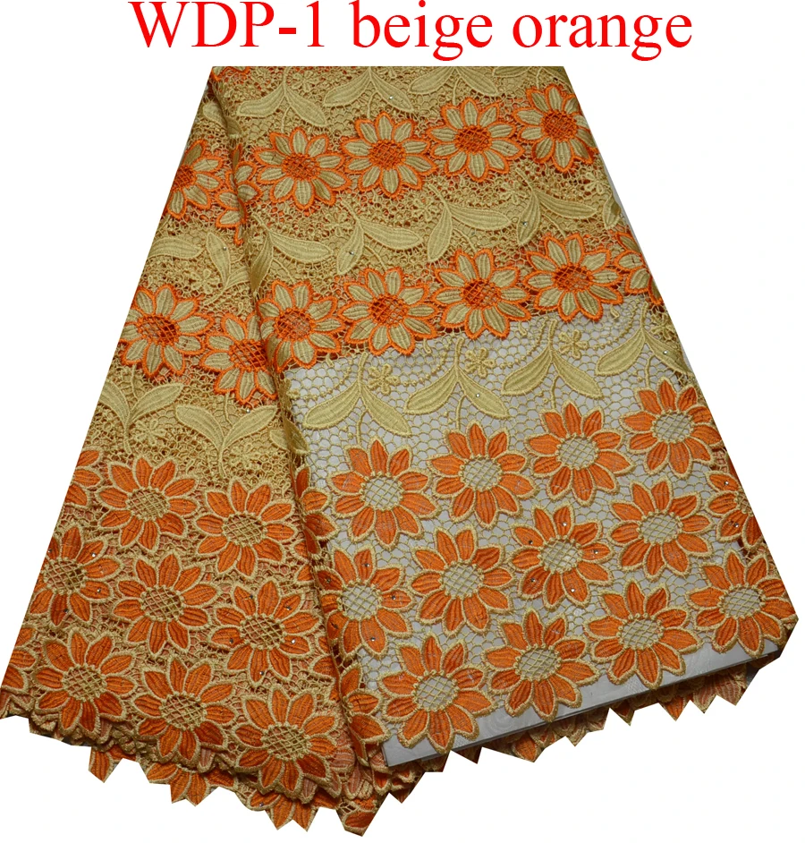 Nice African lace fabric embroidered flower pattern guipure lace