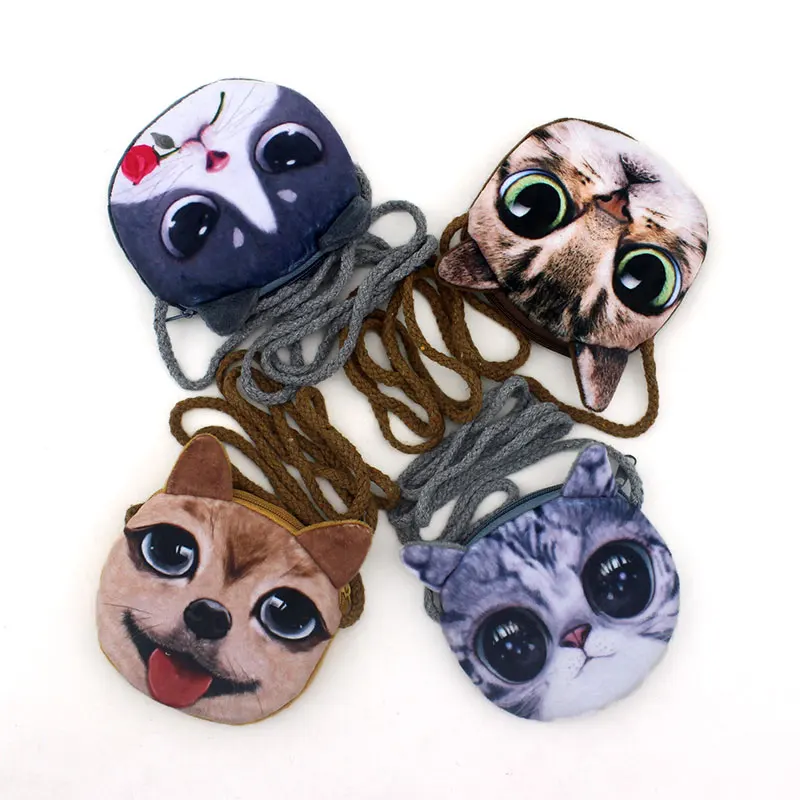 3D Print Baby Girls Mini Messenger Bag Cute Plush Cartoon Boys Small Coin Purse Children Handbags Kids Shoulder Mini Bags