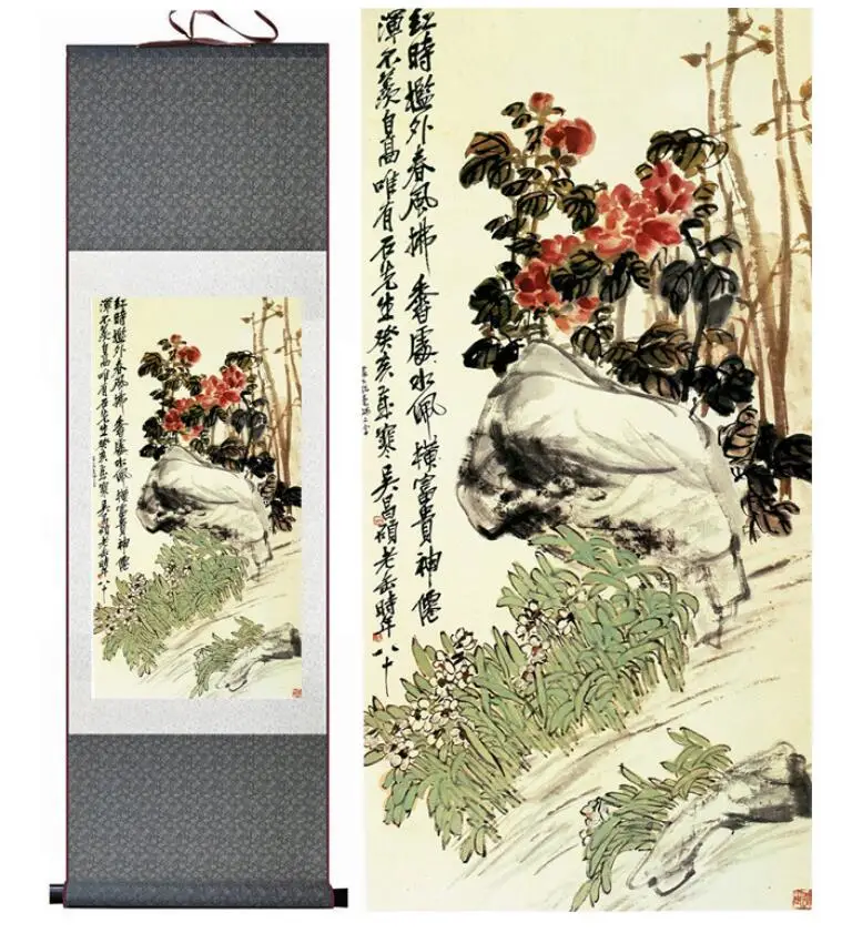 

Flower and bird painting silk scroll painting traditional birds and flower painting Chinese wash paintingPrinted painting