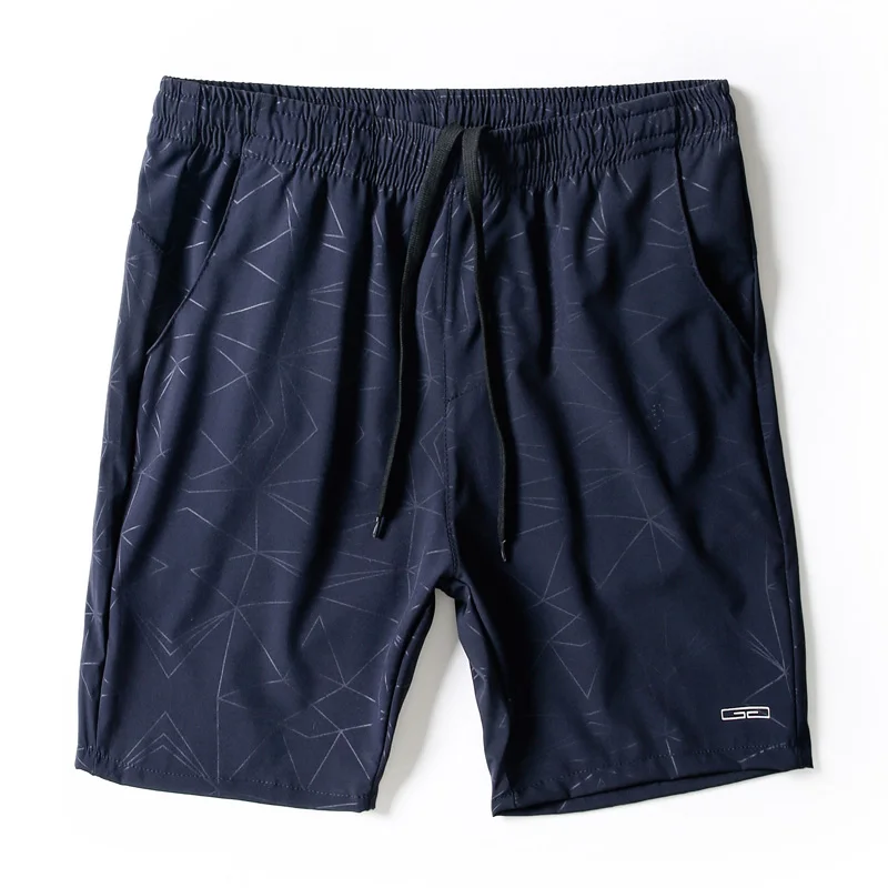 Летние Для Мужчин's Пляжные шорты модный принт узор Повседневное быстросохнущие брюки мужские бермуды прямые шорты, брюки бренд - Цвет: Navy
