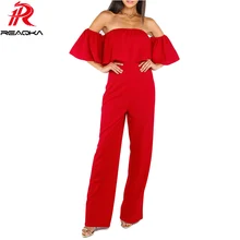 Элегантный женский комбинезон с оборками; Новинка года; Модный боди с открытыми плечами; комбинезон с вырезами; длинные брюки