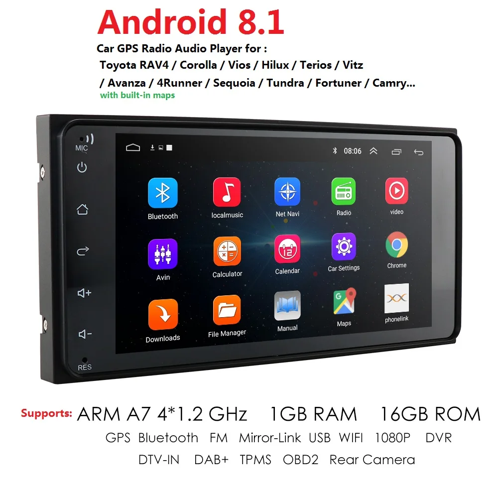 7 дюймов Android8.1 2 Din автомобильный DVD Радио мультимедийный плеер gps навигация универсальный для Nissan peugeot toyota doble din Авторадио 7 дюймов Android8.1 2 Din автомобильный DVD Радио мультимедийный плеер gps навигация универсальный для Nissan peugeot toyota doble din Авторадио