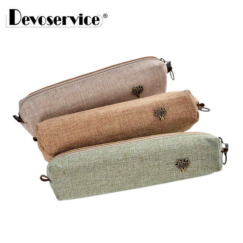 

Kawaii Creative Imitation Linen Pencil Bag Plain Cloth Pencil Case School Supplies Canvas Pen Box Pouch Bags Office Stationery