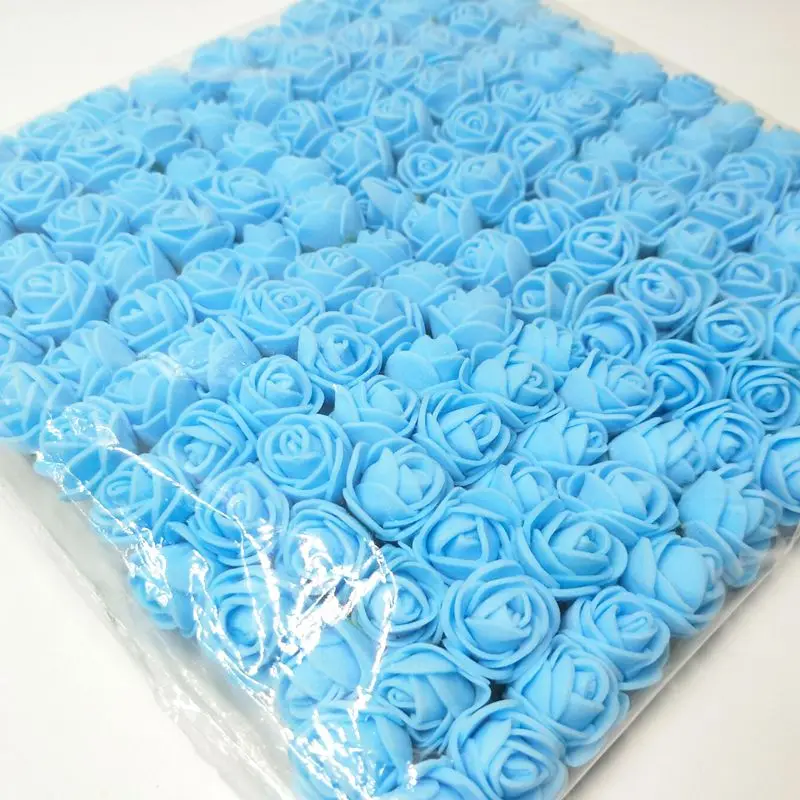 144 шт./лот, 2 см, искусственные Искусственные цветы из пенопласта, букет, украшение для свадебного фестиваля, сделай сам, F003 - Цвет: blue