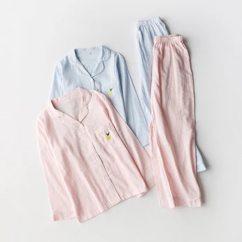 

CEARPION Female Spring Autumn New Pajamas Suit Casual Comfortable Home Clothes Women Cotton 2pcs Shirt+pant Sleepwear