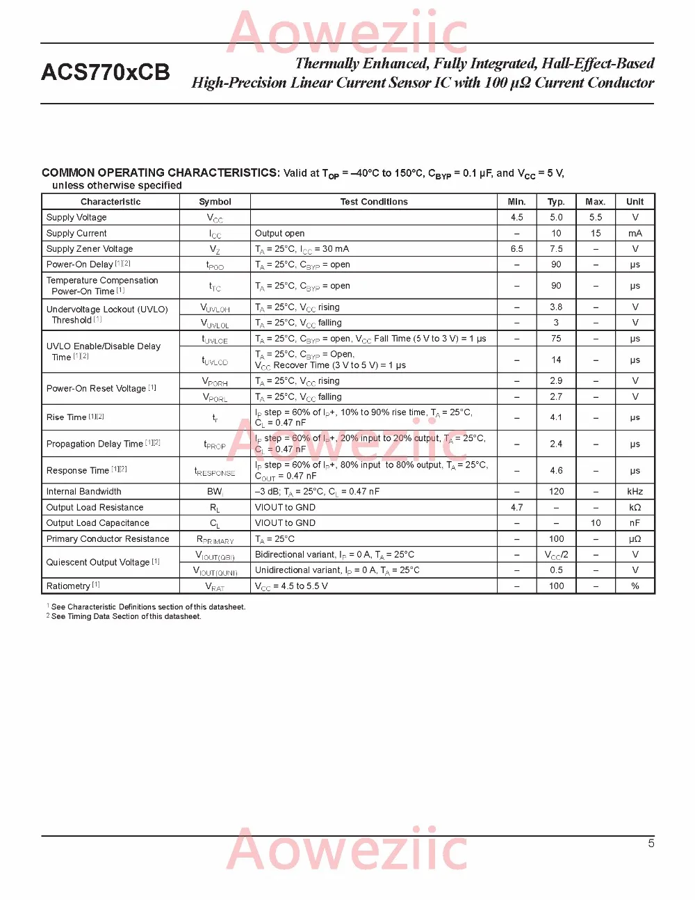 Aoweziic 1 шт. двунаправленный линейный ток Сенсор ACS770LCB-050B-PFF-T ACS770LCB-050B ACS770 40mV/1A