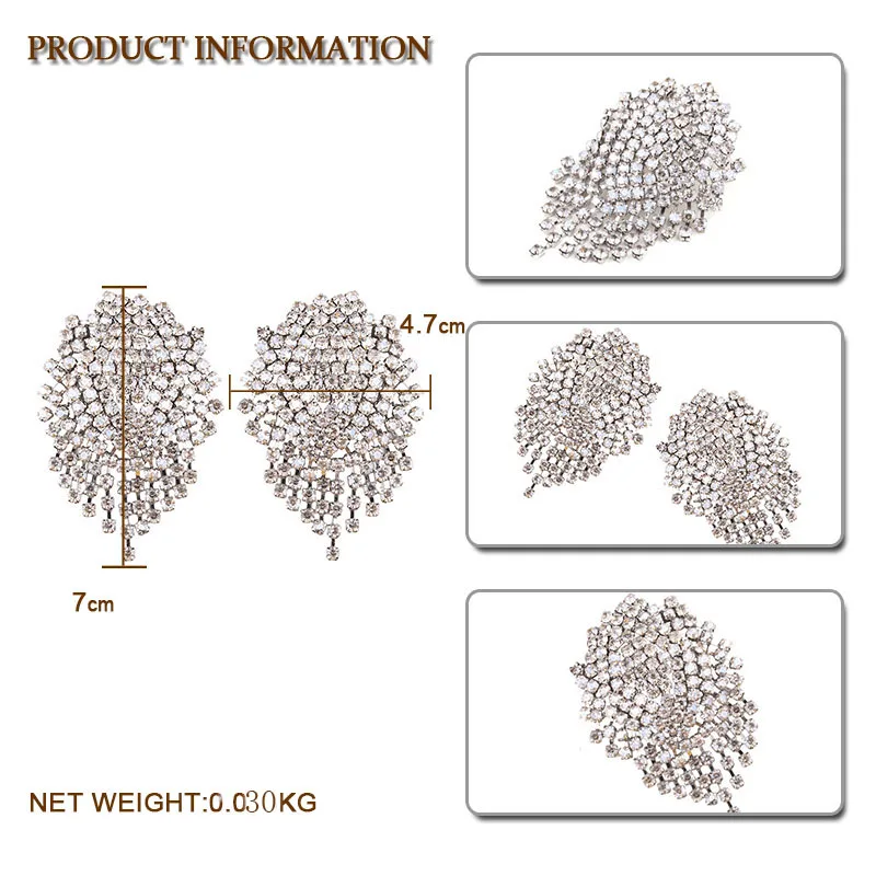Dvacaman ZA, женские модные массивные серьги с кристаллами и кисточками, свадебные Висячие висячие серьги, ювелирные изделия ручной работы, рождественские подарки