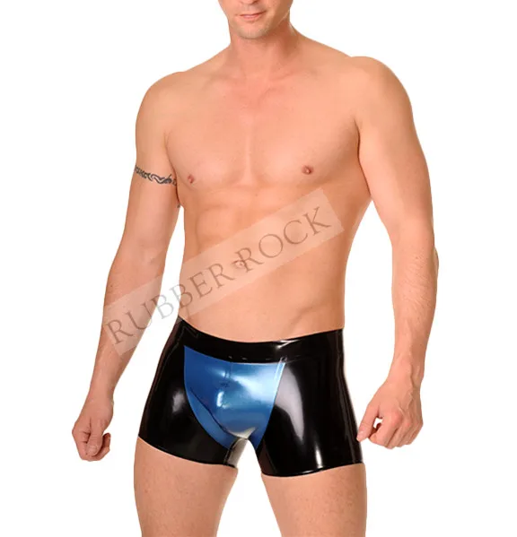 Латексные горячие брюки сексуальные латексные мужские шорты с контрастным мешком
