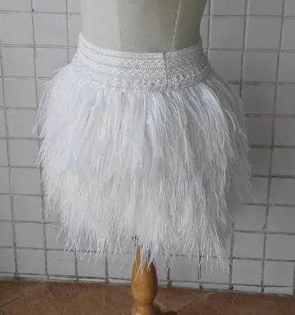 Длина бедер мини-юбка длина многослойная Страусиная перьевая юбка с эластичным поясом# SKT16008