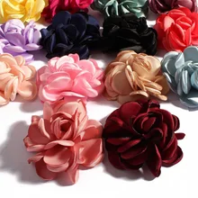 50 unids/lote 6CM 14 colores Boutique Vintage fondo plano Artificial suave flores de tela a la parrilla para niños diademas para el cabello Accesorios