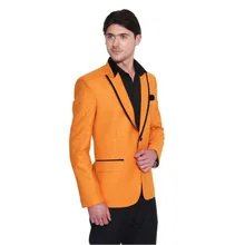 Orange Men Suits Peaked Lapel Custom Made Suits Ropa Formal Hombres Slim Fit Tuxedos Fashion 3 Pieces(Jacket+Pant)ZX521