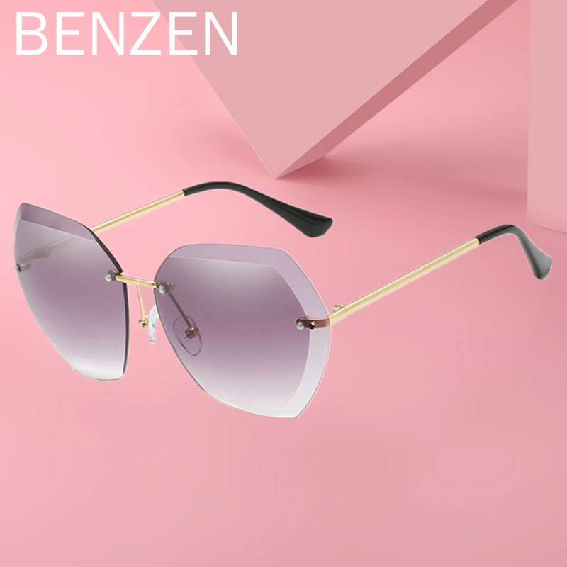 BENZEN, женские солнцезащитные очки без оправы, модные женские солнцезащитные очки, Ретро стиль, классический бренд, дизайнерские очки, защита от ультрафиолета, 6616