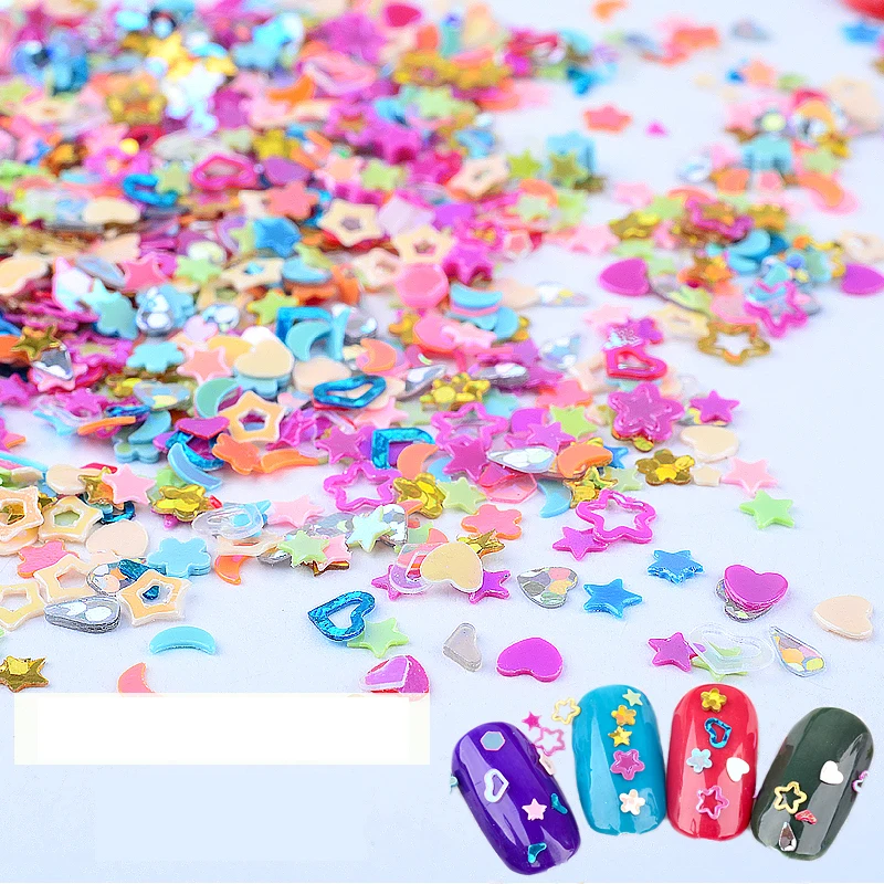 

5000pcs Mix Color Star Heart Sequins Nail Art Glitter Nails Tips UV Gel 3D Nail Art Decoration Manicure DIY Accessories
