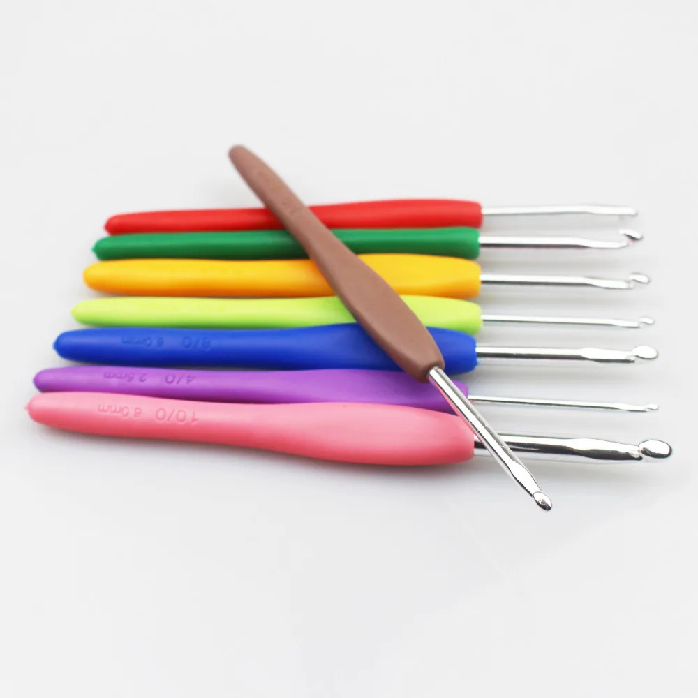 Set de 14 Agujas de Ganchillo de Aluminio para tejer manualidades Multicolor