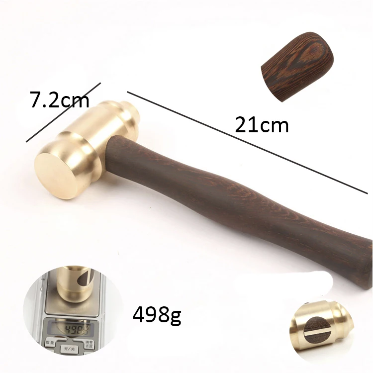  Woodwork hand DIY EDC brass hammer Craft leather Produce knock tools