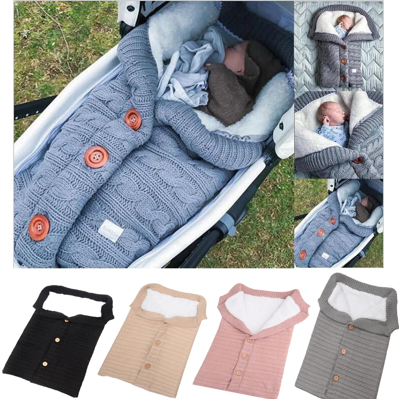 Warm Baby Blanket Soft Sleeping Bag Footmuff Cotton Knitting Envelope Newborn Swadding Wrap Stroller Accessories Sleepsacks | Дом и сад