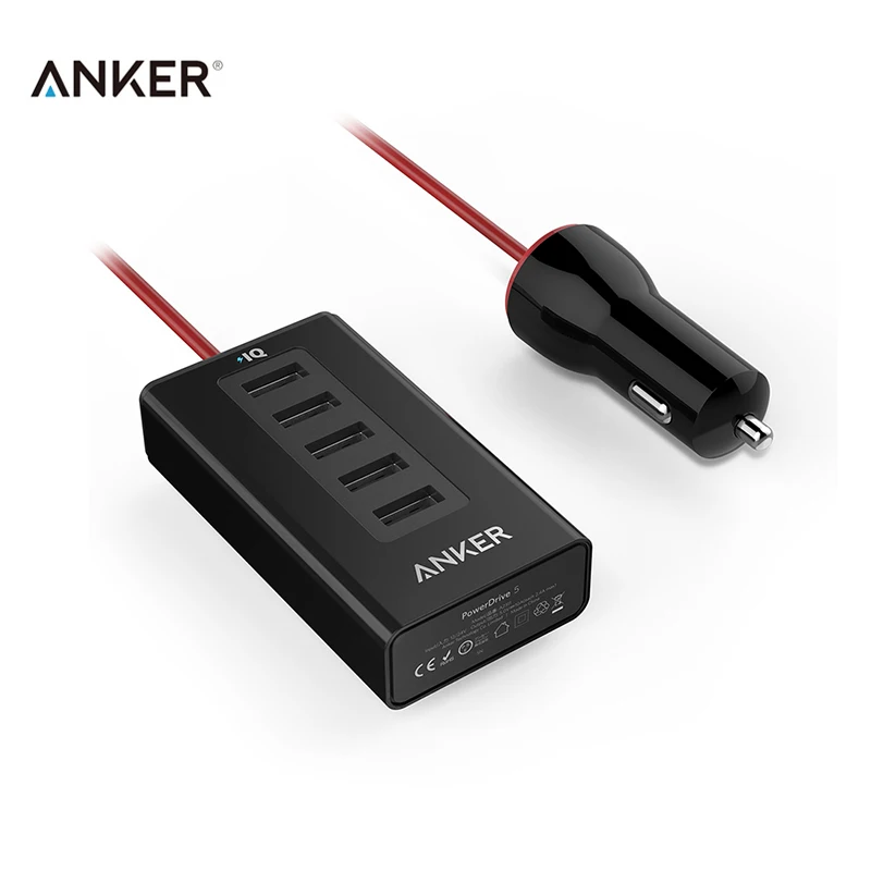 imágenes para Anker powerdrive5 50 w poweriq rápido coche-cargador de 5 puertos usb 2a 5 v/10a cargador usb más ligero universal del cargador multi del usb para el teléfono imágenes para Anker powerdrive5 50 w poweriq rápido coche-cargador de 5 puertos usb 2a 5 v/10a cargador usb más ligero universal del cargador multi del usb para el teléfono