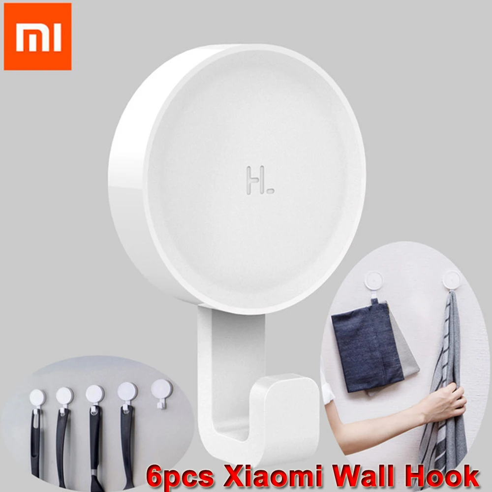 

6pcs Original Xiaomi HL Wall Adhesive Life Hook Wall Mounted Mop Hook Bedroom Kitchen Wall Holder 3kg max load up 3M Glue