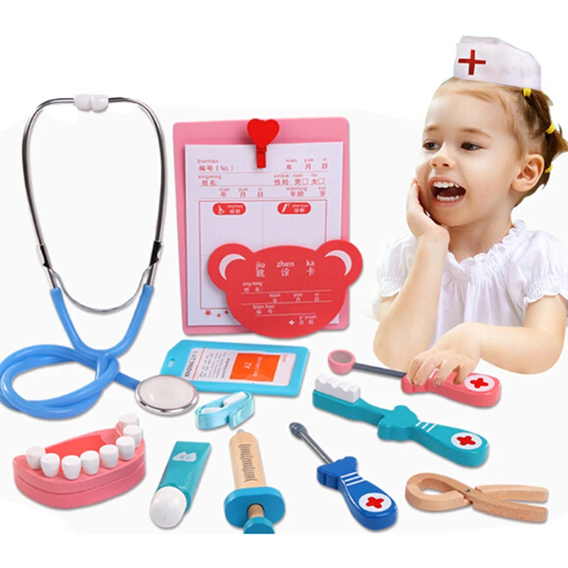 

Cosplay Doctor game toy dentist medicine Pretend Play Doctor for childrenwooden toys funny imagination life