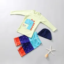 Корейский стиль Rashguard Купальники Акула дети анти-УФ плавание серфинга пляжный купальный костюм динозавр с длинными рукавами Топы Для Серфинга S