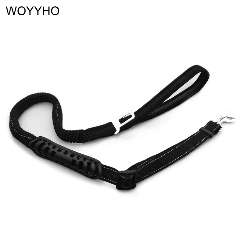 Black Adjustable Pet Dog Lead Leashes With Emergency Handle Reflective
