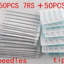7RS+ 7RT) 50 шт 7 rsодноразовые стерилизованные иглы татуировки и 50 шт 7RT синие одноразовые наконечники татуировки для татуировки пистолет