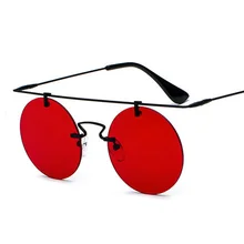 SHAUNA, супер светильник, женские круглые солнцезащитные очки без оправы, модные мужские зеркальные линзы, готические очки в стиле панк