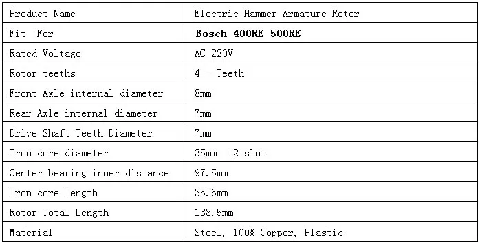 AC220-240V 4 зубьев приводной вал электрический молоток арматура ротор для Bosch GBM400RE GBM500RE, высокое качество