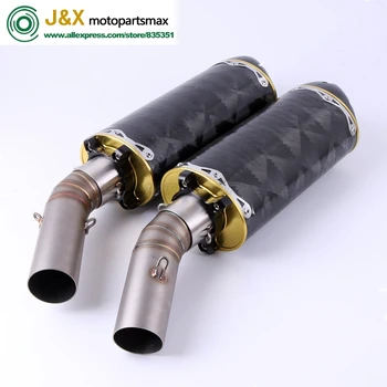 

Motorcycle Exhaust full system middle pipe + Muffler for Ducati 848 Carbon Fiber Motorbike Mufflers Escape with DB Killer