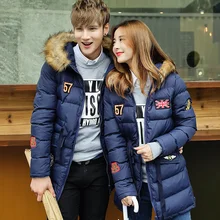 Новые зимние теплые длинные зимние куртки мужчины женщины любовник меховой капюшон принт Флаг Великобритании теплое зимнее пальто мужские пуховики размера плюс 3XL