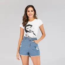 Женские модные джинсовые шорты в европейском стиле, Прямые хлопковые шорты в повседневном стиле, джинсовые шорты с оборками