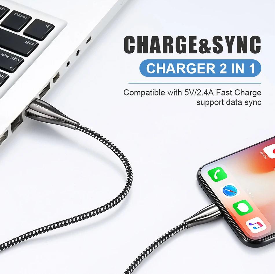 FLOVEME 2 м USB кабель для iPhone 7 8 Plus XS MAX XR Быстрая зарядка кабель для мобильного телефона для iPad цинковый сплав нейлоновый кабель для передачи данных кабели