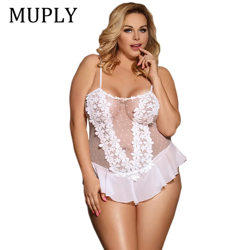 Women Sexy Lingerie Plus Size M-5XL Lace Floral Hot Erotic Lingerie Bow Transparent Women Sleepwear Sex Costume Prono Babydoll Women Sexy Lingerie Plus Size M-5XL Lace Floral Hot Erotic Lingerie Bow Transparent Women Sleepwear Sex Costume Prono Babydoll