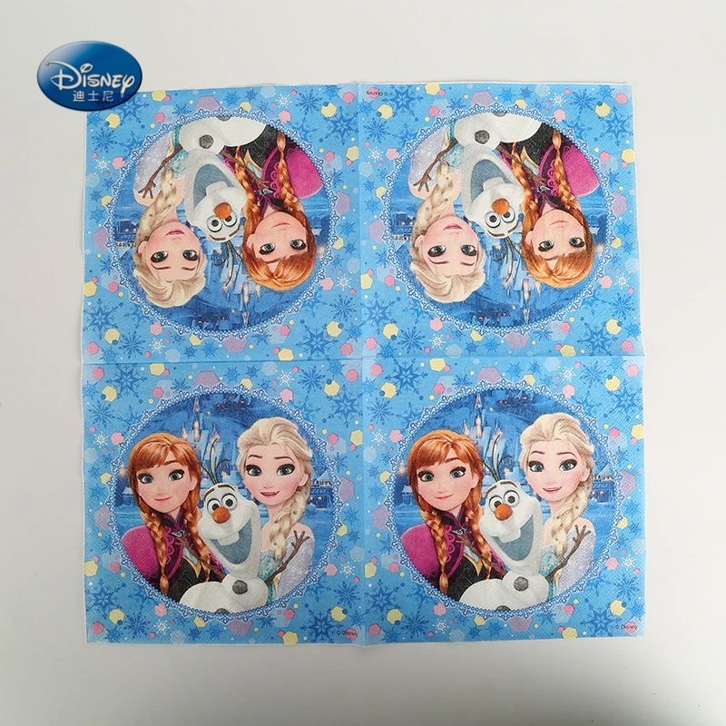 10Pcs/Pack Disney Frozen Party Paper Towel Elsa Napkins Party Decor Happy Birthday Favors Party Tableware Supplies Girls Favor