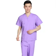 Новые мужские медицинский скраб наборы Врач больницы униформа стоматологическая клиника салон красоты с коротким рукавом медицинская Спецодежда высокого качества с v-образным вырезом