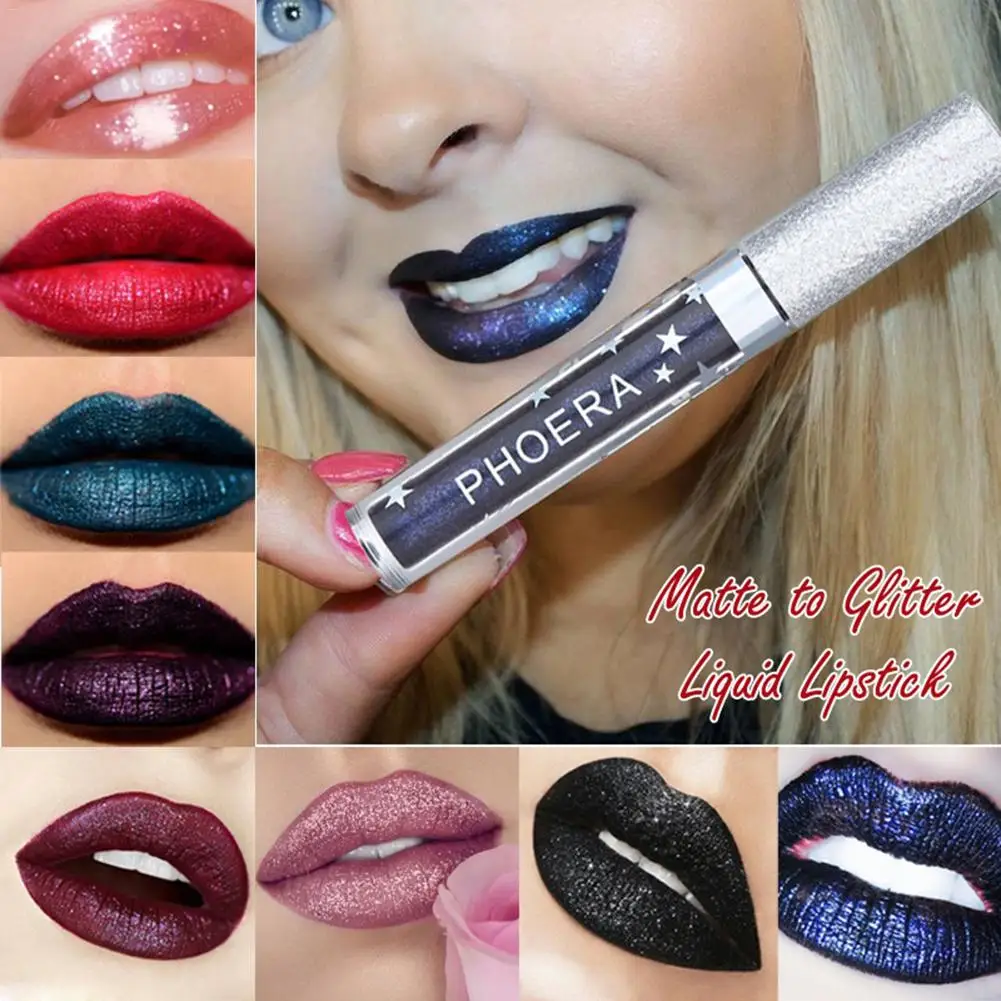 

Metallic Shimmer Liquid Lipstick Waterproof Matte Lip Gloss Tint Makeup Long Lasting Glitter Sexy Lipstick Make Up Cosmetics
