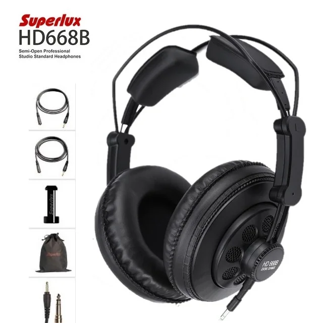 Skup Superlux HD668B słuchawki profesjonalne pół otwarte Studio standardowe dynamiczne monitorowanie zestawu słuchawkowego dla muzyki odpinany głęboki bas