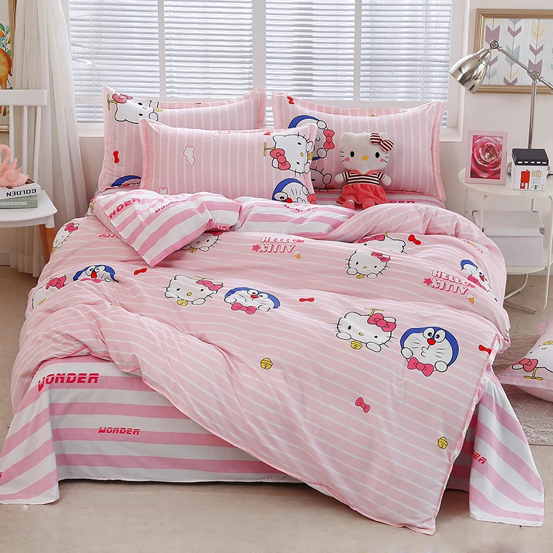 

Home Textile 3/4pcs King Size Fink Lover Bedding Sets Duvet Cover Sets Pillowcases Flat sheet Dropshipping Pink Leopard