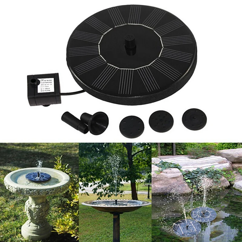 

New Solar Powered Spray Heads Pump Water Garden Fountain Pond Kit For Waterfalls Water Display On Sale