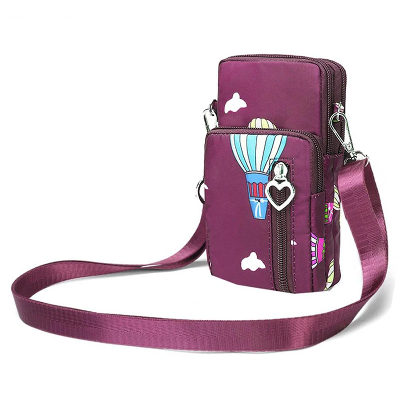 Женские сумки через плечо для мобильного телефона с несколькими карманами, сумка на молнии для монет, сумка через плечо, нейлоновая женская сумка для путешествий, водонепроницаемые сумки на запястье - Цвет: Rose